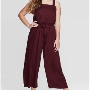 Square Neck Sleeveless Tie Front Cropped Jumpsuit